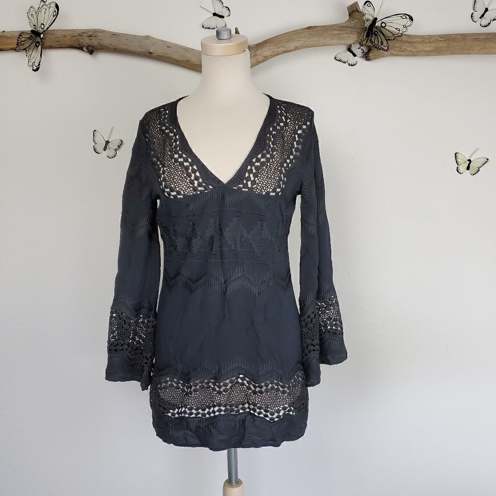 La blanca black embroidered cover up tunic
